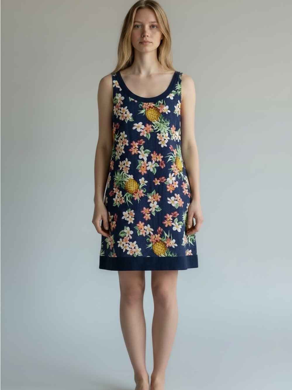 Tommy Bahama Navy Pineapple & Floral Tank Dress